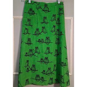 Vintage The Vested Gentress Corduroy Skirt Green w/Owls Size 6